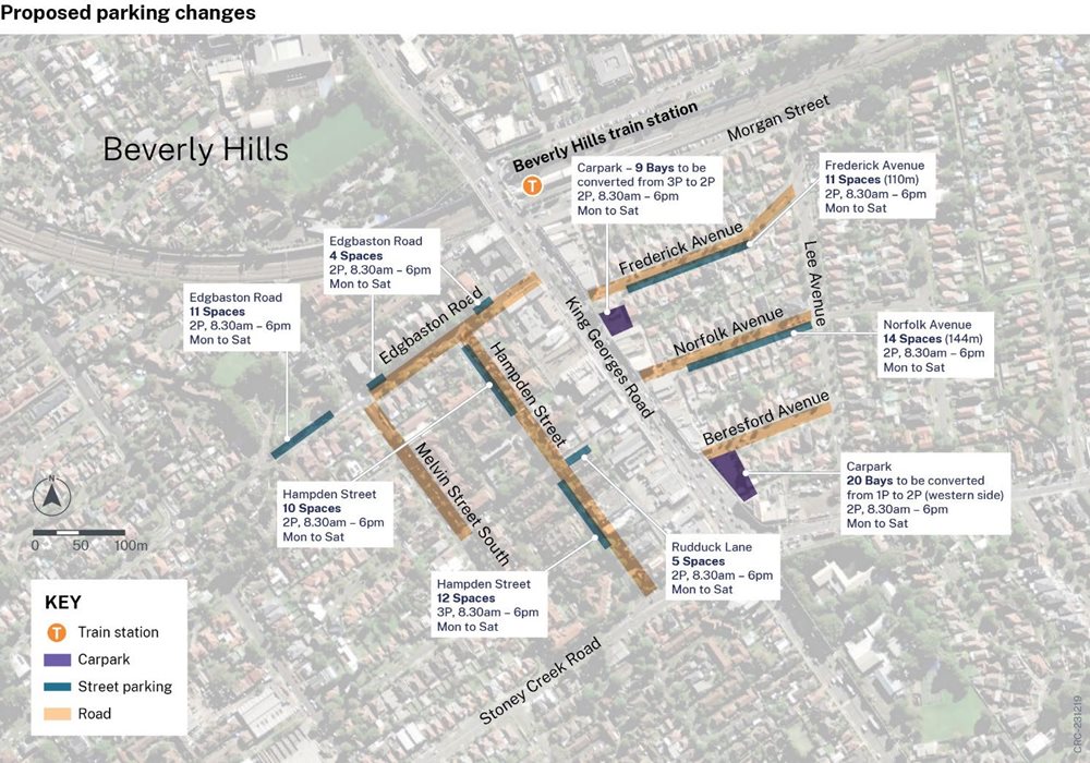 Aerial image of proposed parking changes at Beverly Hills