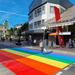 Rainbow crossing for pride month at Hurstville