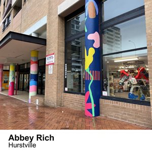 Mural of Hurstville Library columns by Abbey Rich
