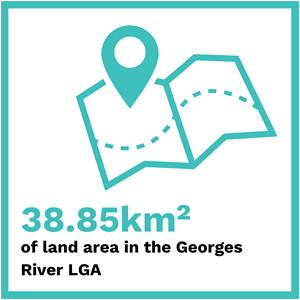 The Georges River LGA has a land area of 38.85km2